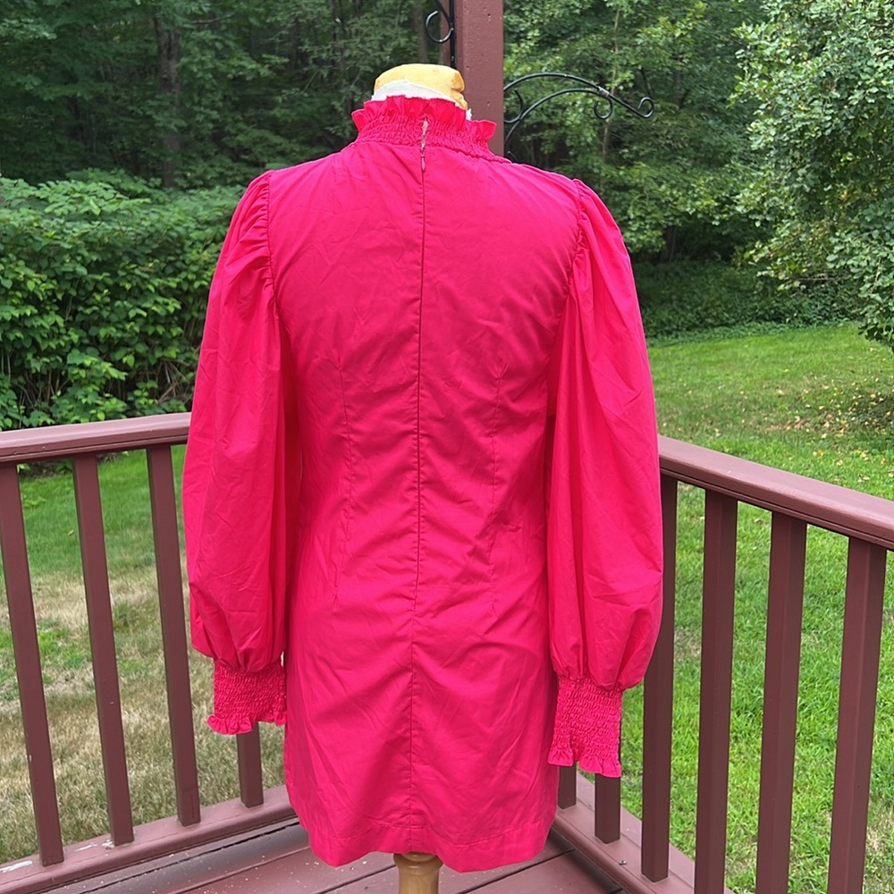 En Saison XS hot pink  emphasized  sleeves smocking dress. - Picture 4 of 9